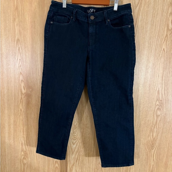 LOFT Dark Blue Curvy Ankle Cropped Jeans - Picture 2 of 6